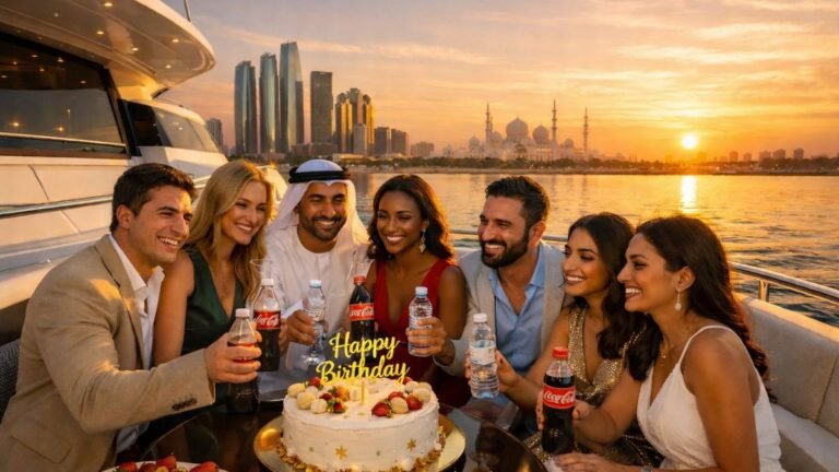 Luxury yacht birthday party celebration in Abu Dhabi waters