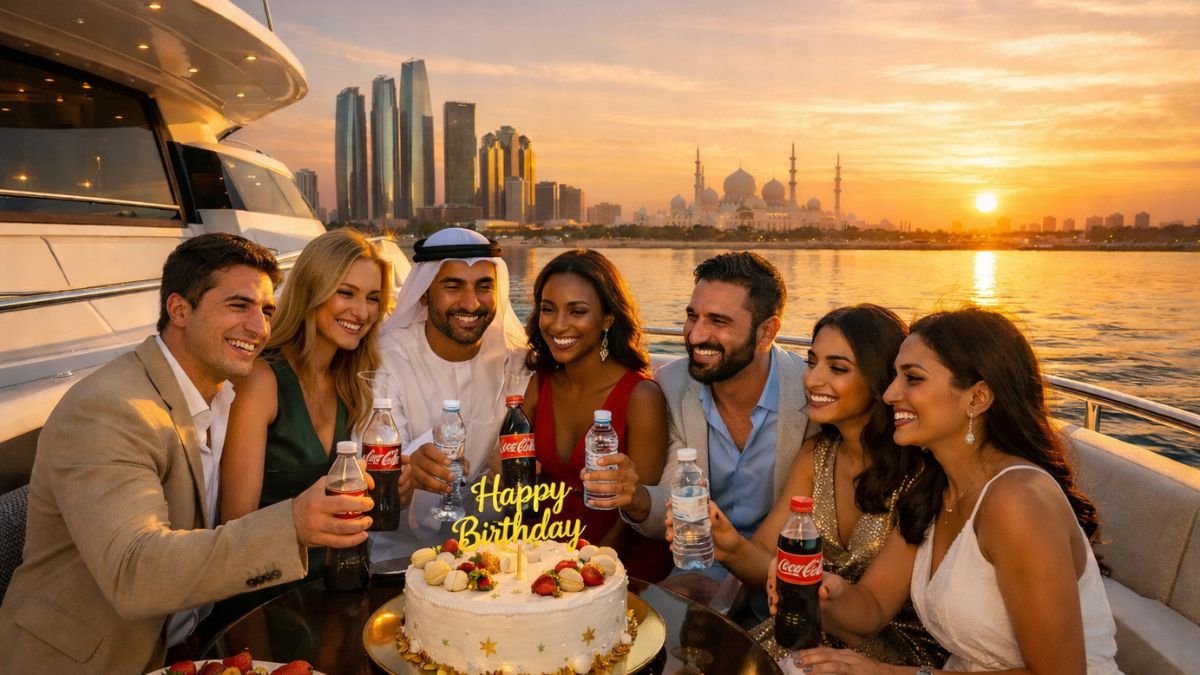 Luxury yacht birthday party celebration in Abu Dhabi waters